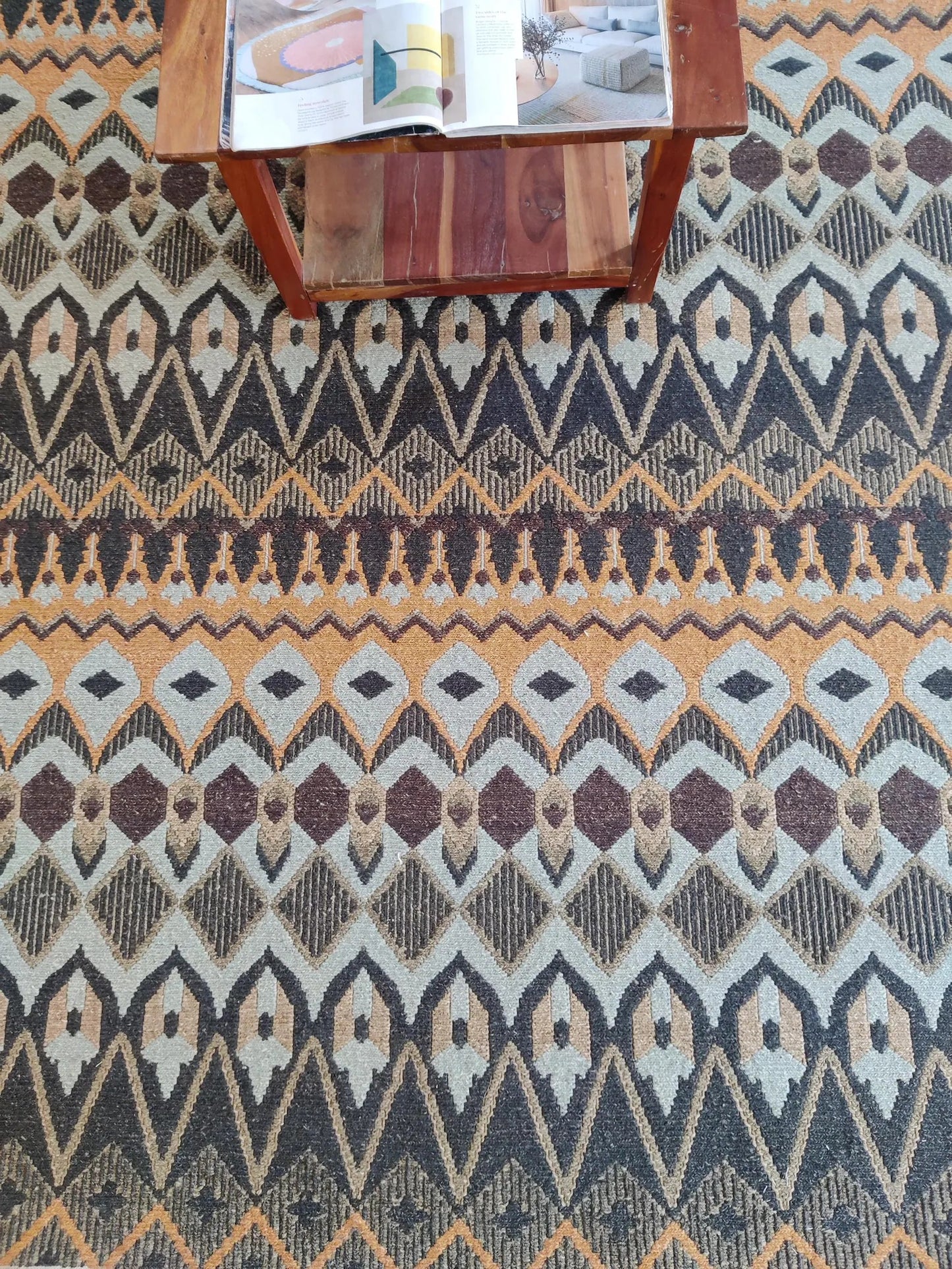 The Desert Prism Mustard Gold & Charcoal Soumak Rug