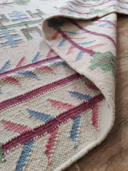 Handmade Vintage Wool Rug with Tribal Pattern