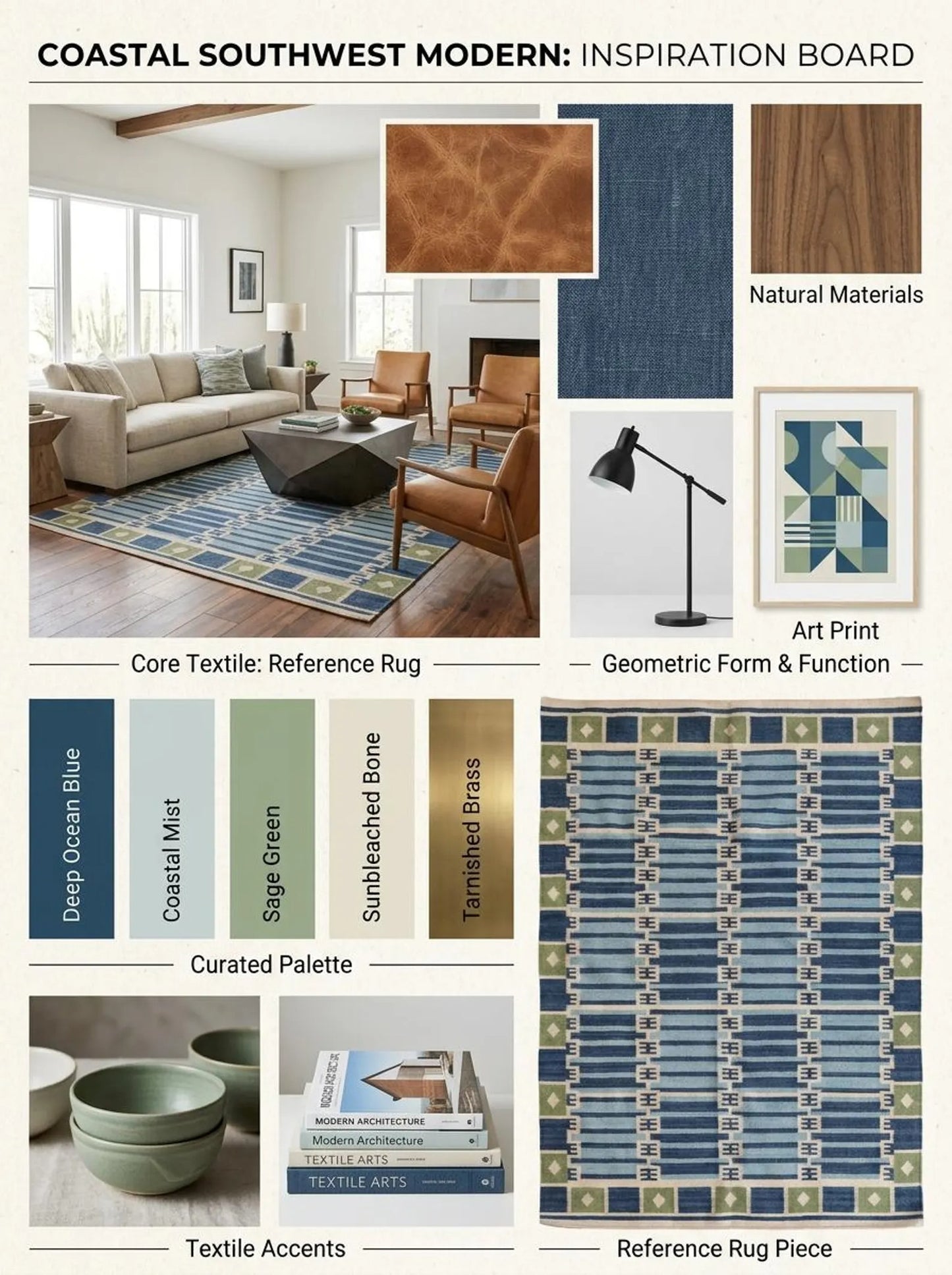 Caspian Tile Lattice Blue & Green Wool Cotton Dhurrie Rug
