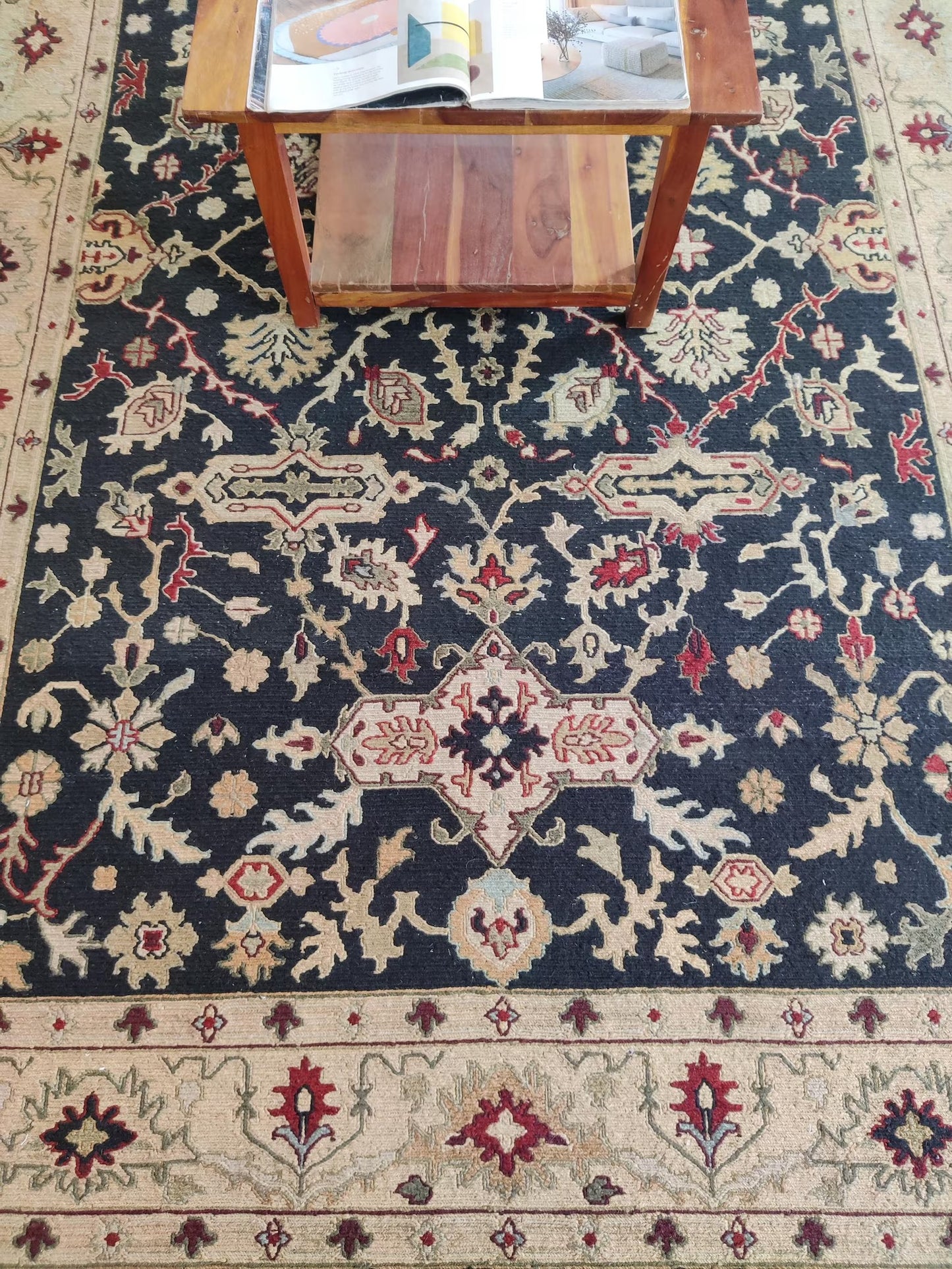 Bespoke Traditional Soumak Elegant Onyx Field with Classical Medallion Vine