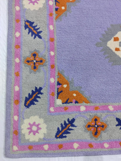 Lavender & Marigold Geometric Design Premium Hand-Tufted Wool Rug