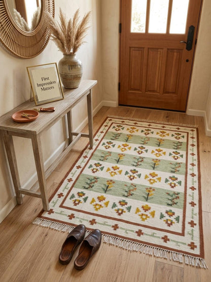 Meadow Heritage Handwoven Scandinavian Floral Rug