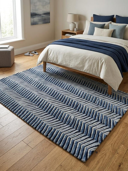 Contemporary Thick Pile Wool Rug for Living Room Bedroom