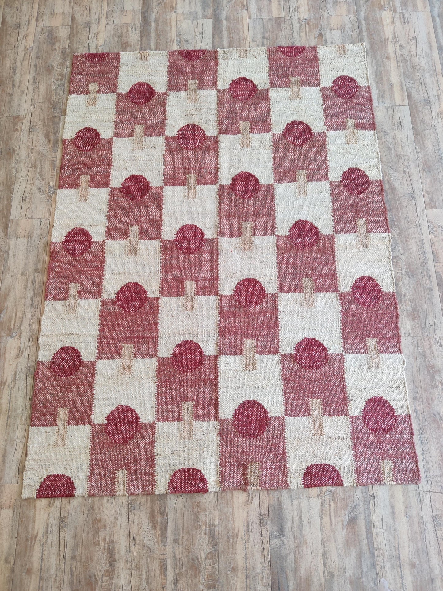 Hand-Woven Clover Trellis Dhurrie - Organic Natural Fiber jute rug