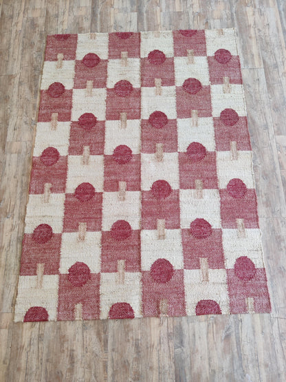 Hand-Woven Clover Trellis Dhurrie - Organic Natural Fiber jute rug