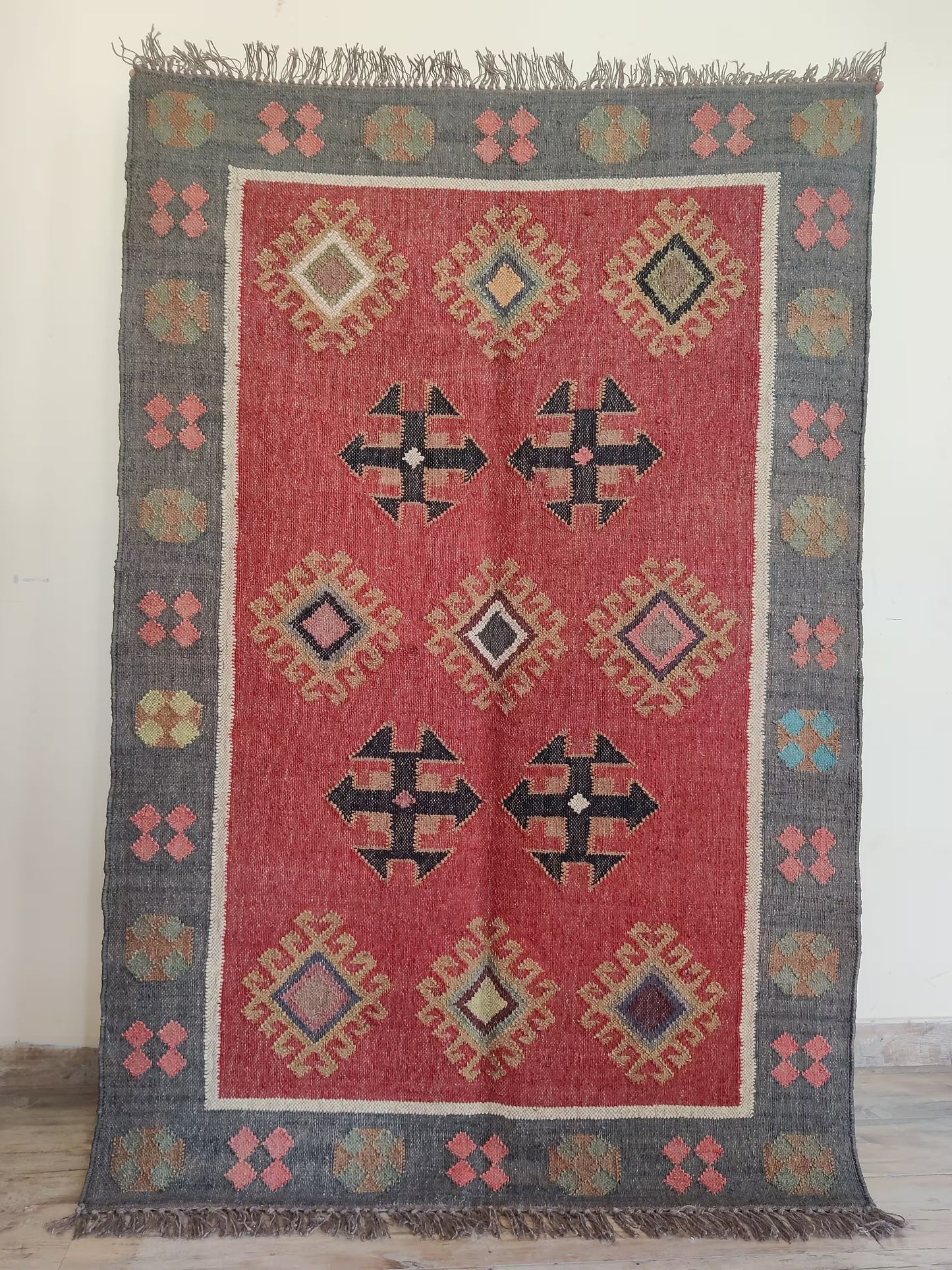 Sienna Bloom Tapestry Large Floral Wool Jute Rug
