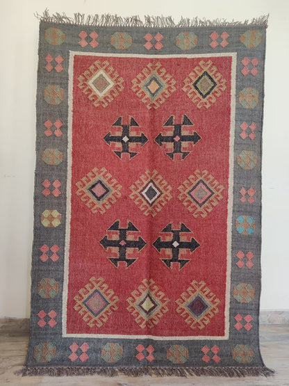 Sienna Bloom Tapestry Large Floral Wool Jute Rug