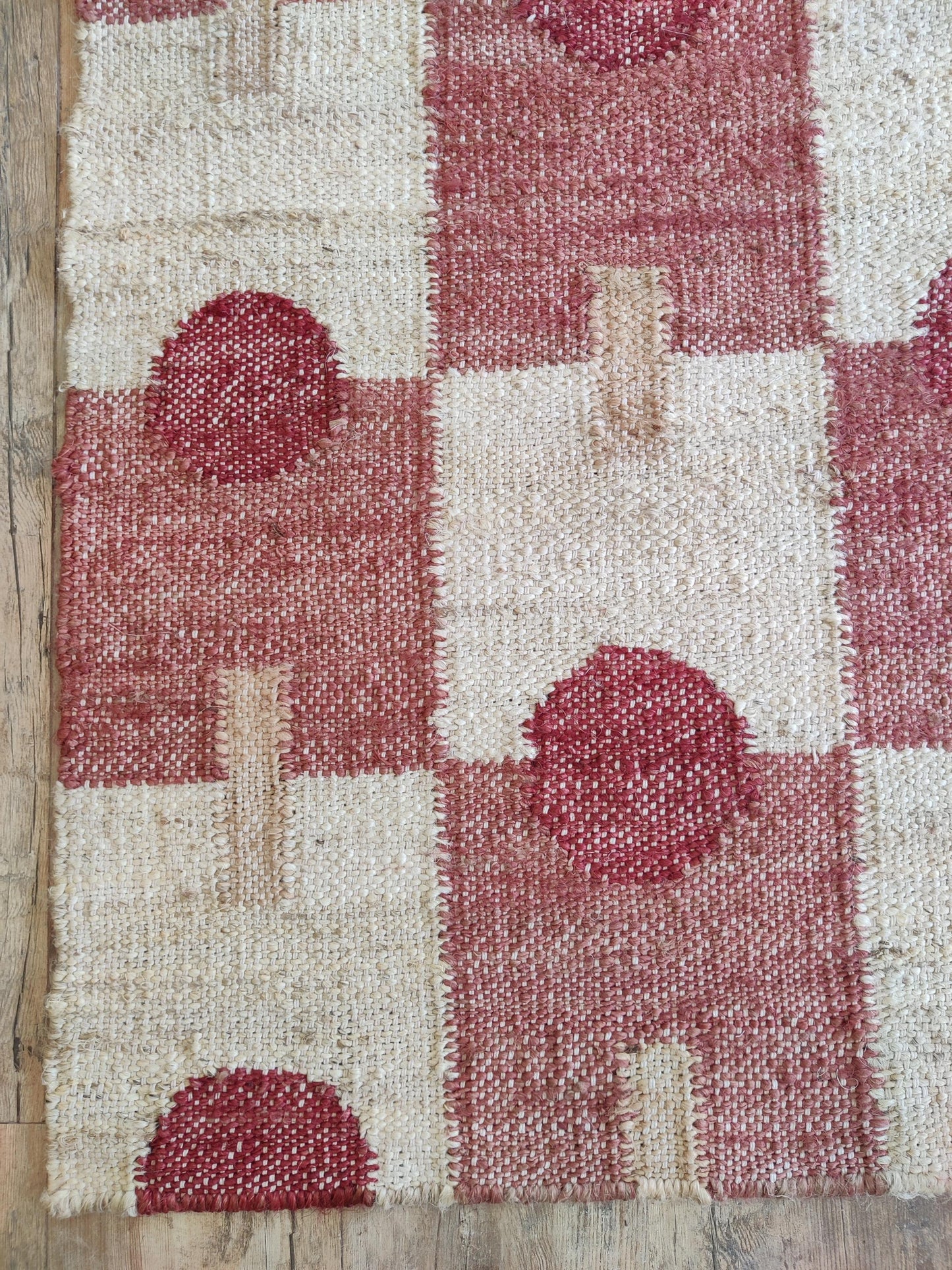 Hand-Woven Clover Trellis Dhurrie - Organic Natural Fiber jute rug