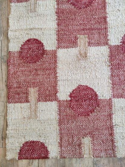 Hand-Woven Clover Trellis Dhurrie - Organic Natural Fiber jute rug