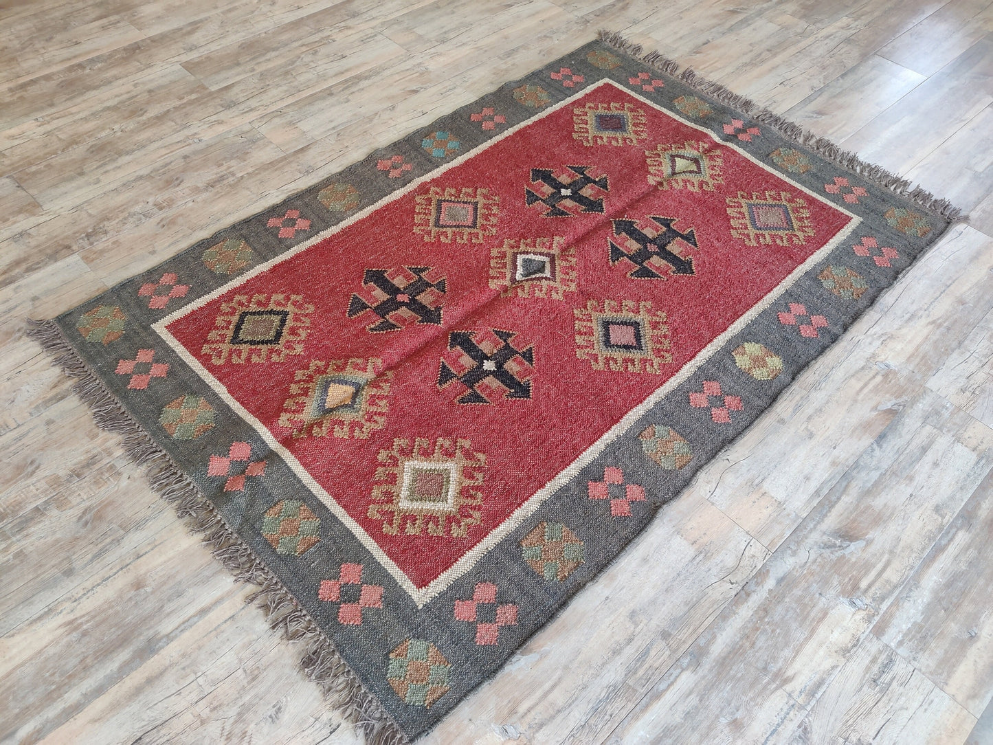 Sienna Bloom Tapestry Large Floral Wool Jute Rug