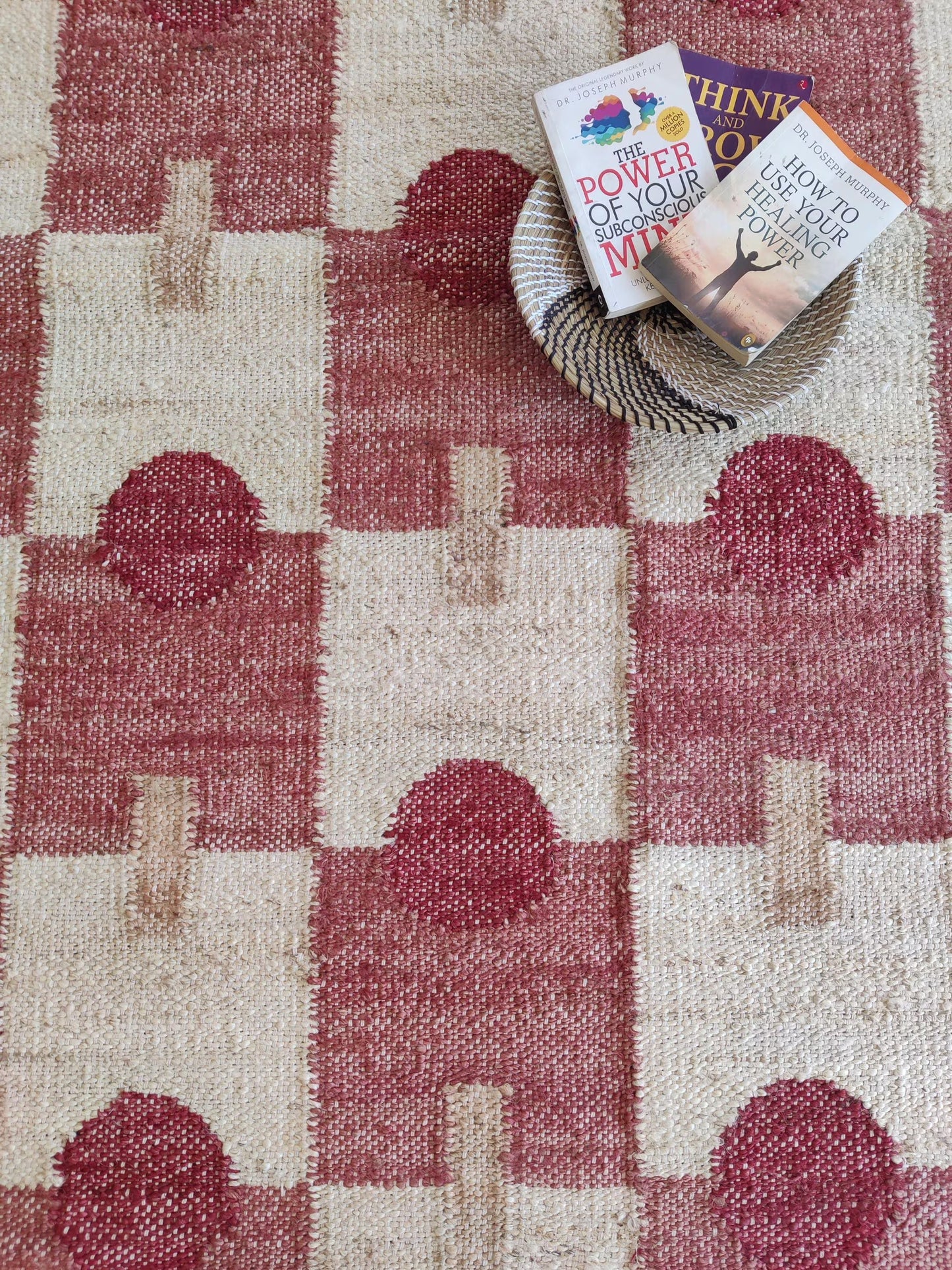 Hand-Woven Clover Trellis Dhurrie - Organic Natural Fiber jute rug