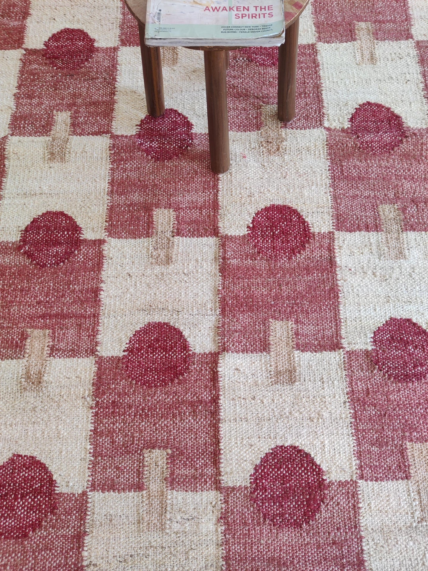 Hand-Woven Clover Trellis Dhurrie - Organic Natural Fiber jute rug