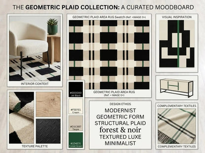 Monochrome Black & Beige Grid Tufted Carpet, Minimalist Plaid Living Room Floor Rug
