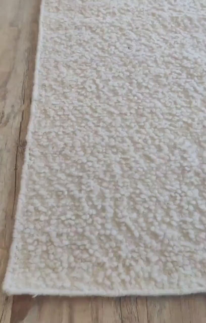 Scandinavian Style Minimalist Off-White Wool handloom Carpet