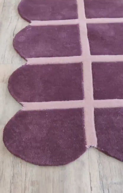 Velvet Berry Windowpane High-Quality Handcrafted Sculptural Floor Decor