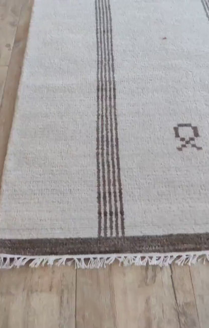 Nordic Path Vertical Striped Hand-Knotted Wool Rug