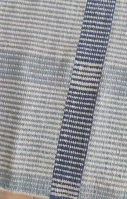 Traditional Indigo Striped Hand-Loomed Area Rug