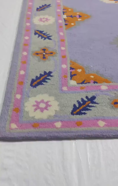 Lavender & Marigold Geometric Design Premium Hand-Tufted Wool Rug