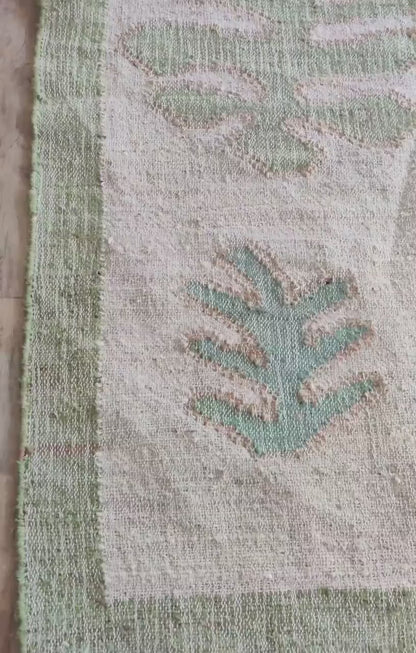 Natural Jute Leaf-patterned  Eco-Friendly Tropical Floor Décor Area Rug