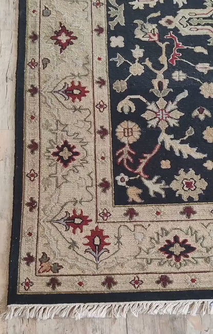 Bespoke Traditional Soumak Elegant Onyx Field with Classical Medallion Vine