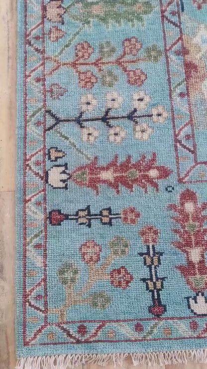 Turquoise Oasis Traditional Ziegler Mahal Floral Carpet