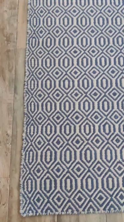 Indigo Lattice Oasis Artisan Woven Area Rug Carpet
