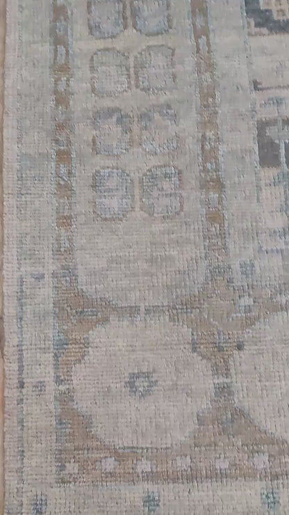 Hand-Knotted Muted Mamluk Octagonal Wool Carpet Rug