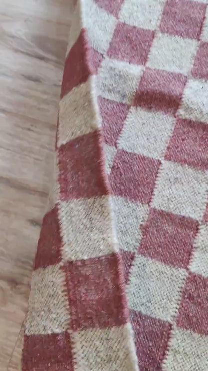 Crimson Checkered Trendy Red Grid Rug for Living Room & Bedroom