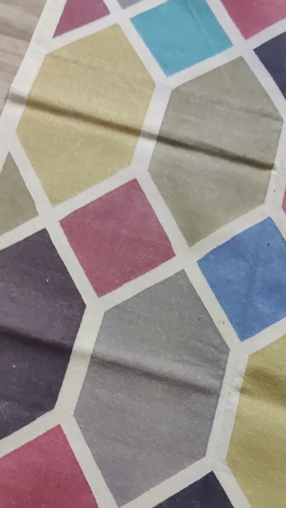 Modern Harlequin Geometric Dhurrie rug