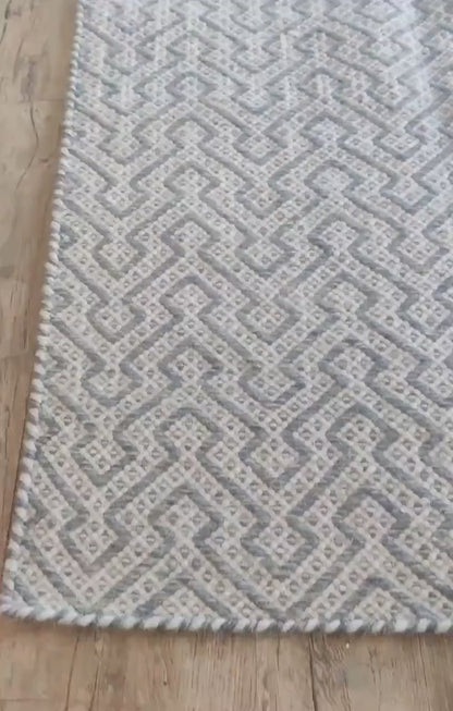 Modern Minimalist Maze Design Handwoven Wool Area Rug
