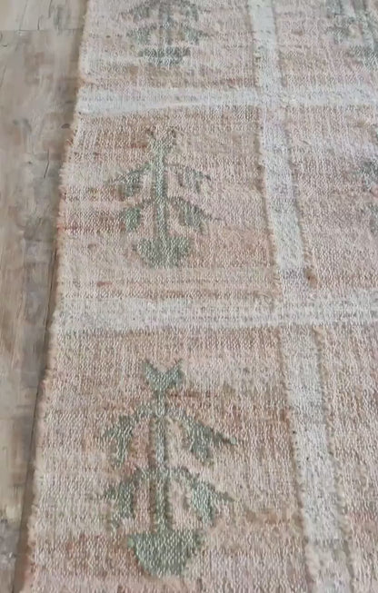 Hand-Woven Botanical Lattice Earth Tone Cotton Jute Rug