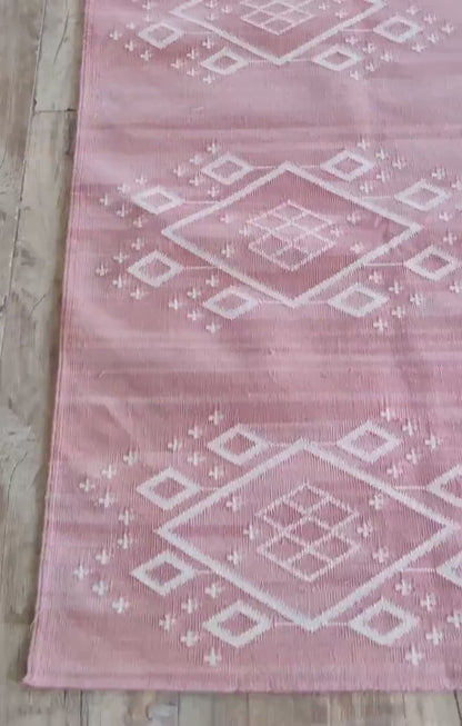 Blush Pink Southwestern Geometric Diamond Flatweave rug