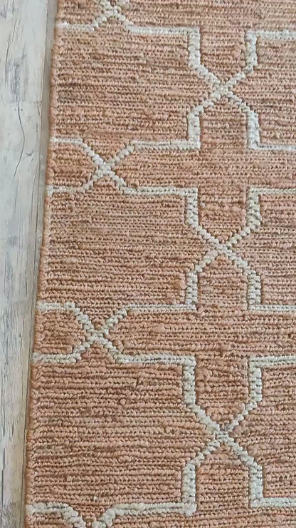Handwoven Clay Star Lattice Soumak Rug