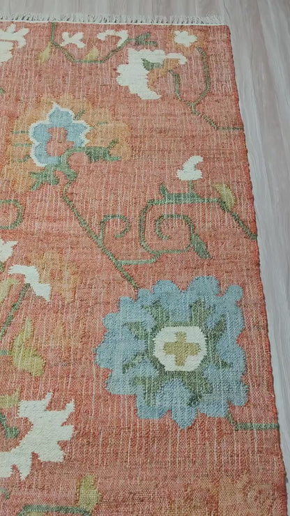 Terracotta Vintage Flower Pattern Carpet