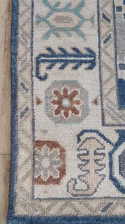 Grand-Scale Botanical Vine Hand-Knotted Rug