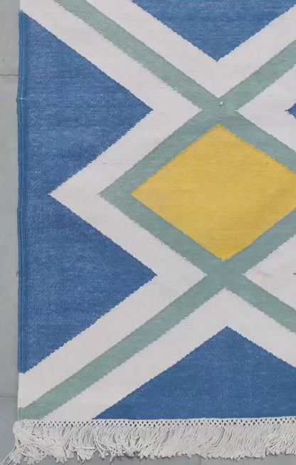Teal Ridge Artisan Dhurrie - Reversible Nordic Style Flat Weave rug
