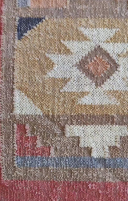 Ethnic Navajo Pattern Kilim Sustainable Wool Jute rug