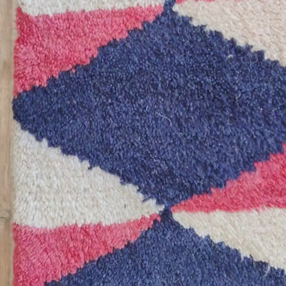 Eclectic Prism Petal Pattern Contemporary Navy and Pink Kaleidoscope Design