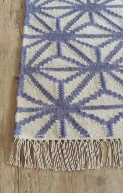 Geometric Cotton Wool Rug for Living Room and Bedroom