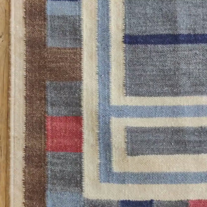 Geometric Vintage Scandinavian Swedish Kilim Rug