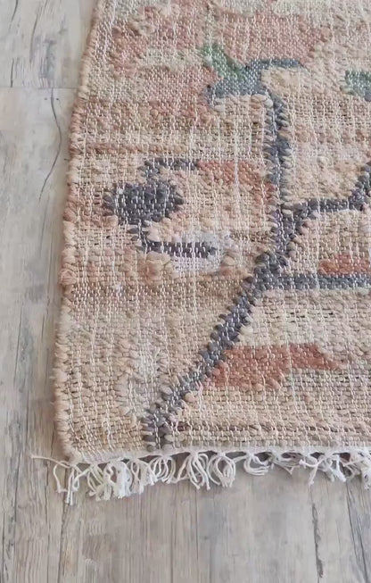 Beige Blue Terracotta Green Flatweave Carpet