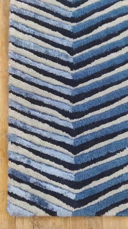 Contemporary Thick Pile Wool Rug for Living Room Bedroom