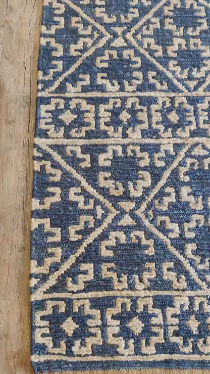 Cobalt Canyon Diamond Bespoke Mediterranean Soumak rug