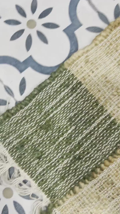 Sage Forest Checkerboard Cotton Jute Rug