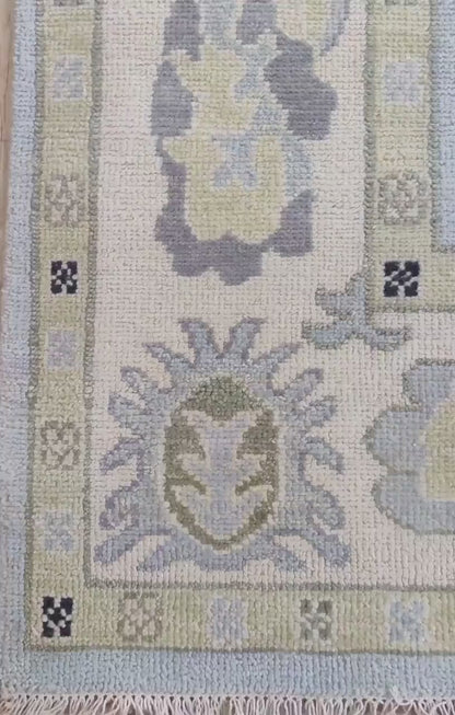 Serene Horizon Hand-Knotted Wool Modern Oushak Rug