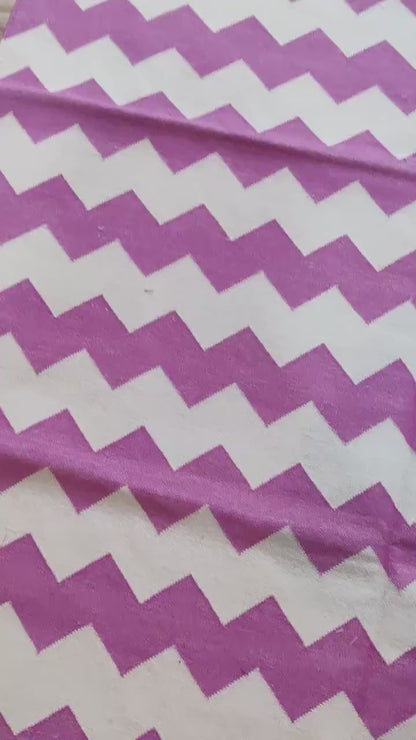 Fuchsia Pink Chevron Handwoven Cotton Rug