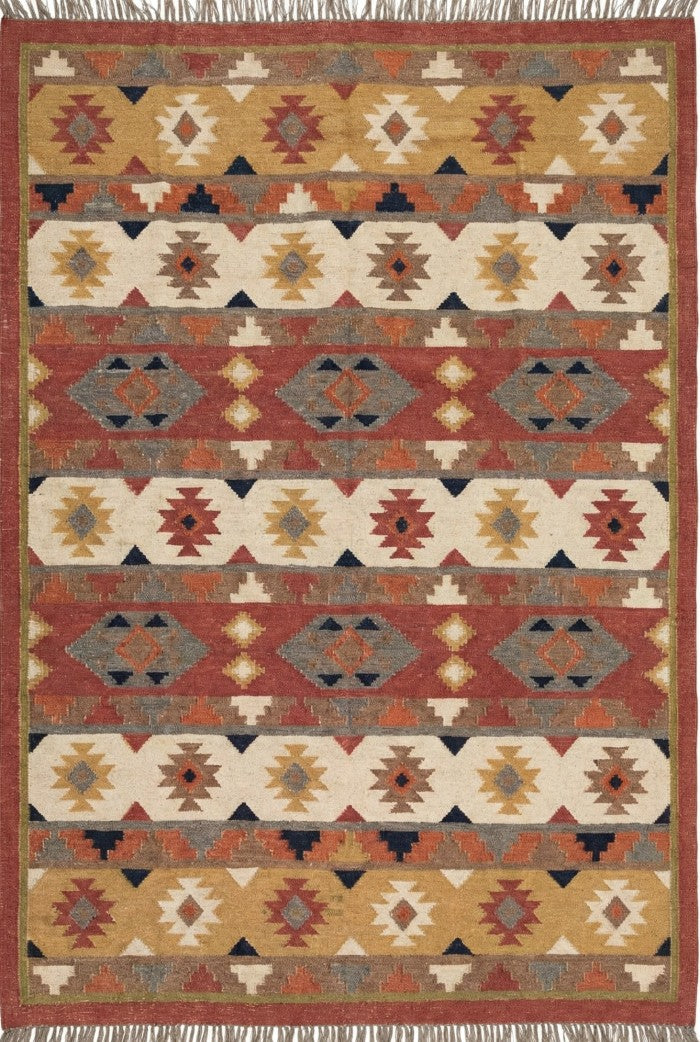 Ethnic Navajo Pattern Kilim Sustainable Wool Jute rug