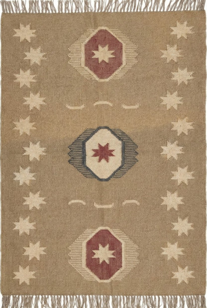 Crimson Moon Lattice Reversible Natural Fiber Area Rug